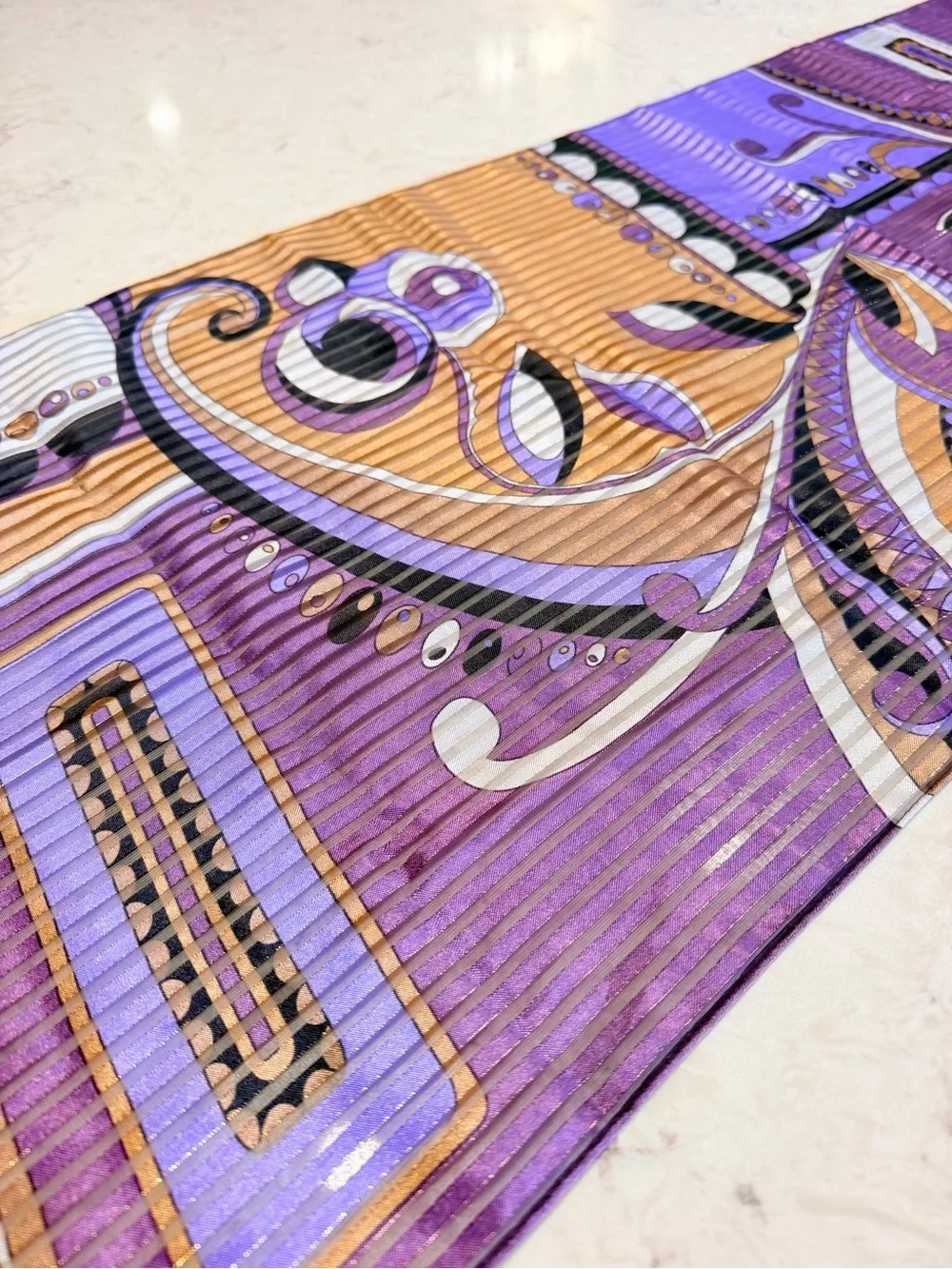 3 Piece Colorful Statement Scarf Bundle – Purple Blue Orange Geometric Paisley